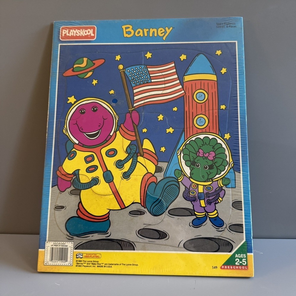 Vintage 1993 Playskool Barney & Baby Bop Space Explorers Puzzle Ages 2-5 NIP